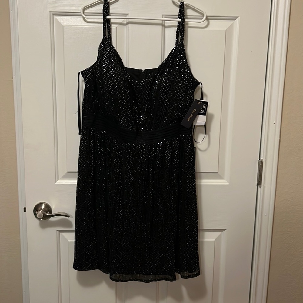 NWT City Studio Cocktail Dress, black and silver, 18W